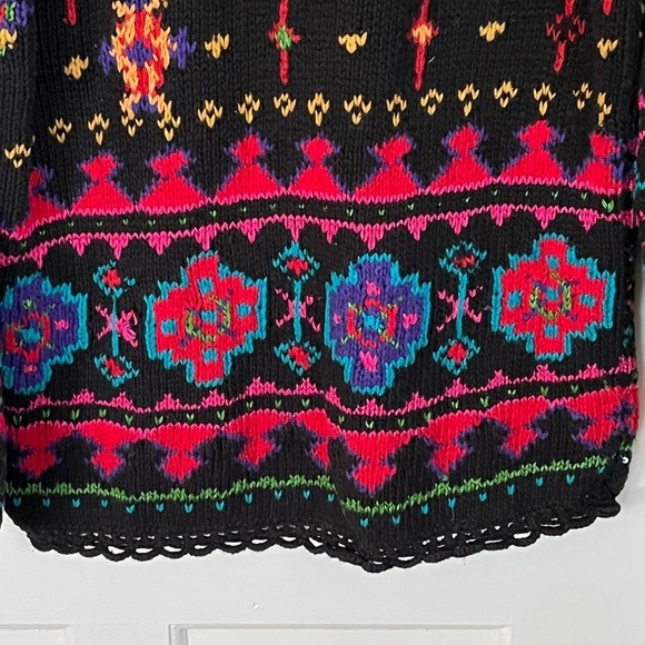 Casual Corner Limited Edition Vintage Hand Knit Allover Embroidered Sweater M - Picture 8 of 12